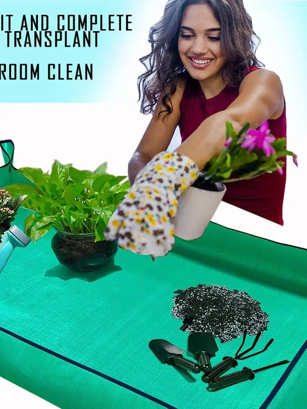 BIUWING Extra Large Plant Repotting Mat,Thickened Waterproof for Indoor Plant Tr